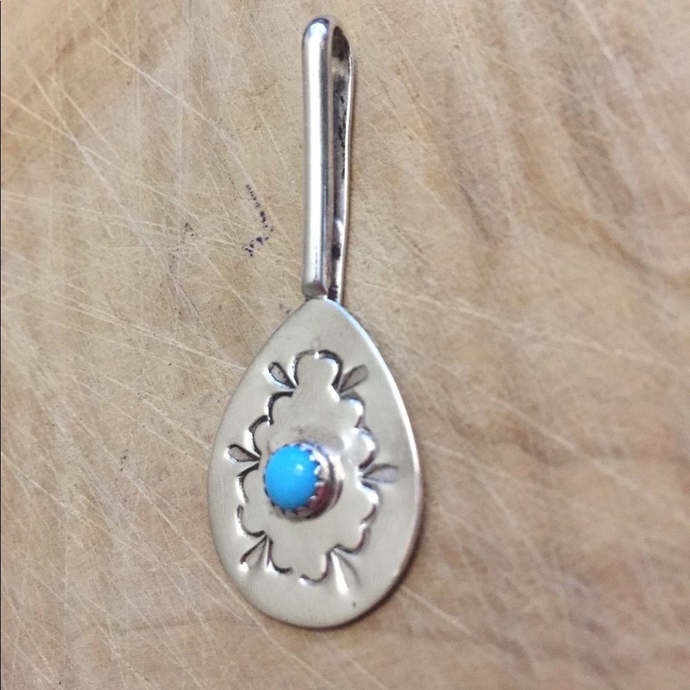 Vintage Navajo Garcia turquoise 925 sterling silver pendant